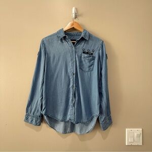 Rails Denim Button-Up Shirt with Embroidery size S
